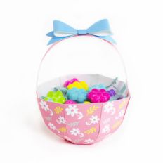 pink flowers basket