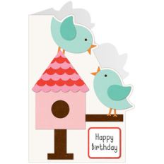 birdhouse shaped birthday card