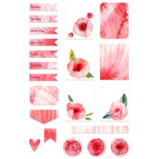 peony watercolor planner stickers