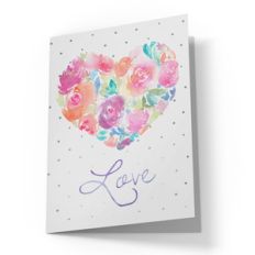 love card with watercolor heart