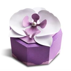 box with 3d orchid flower