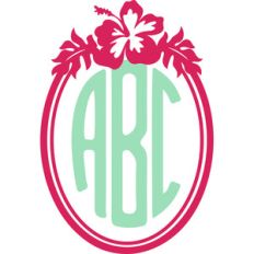 oval hibiscus monogram frame