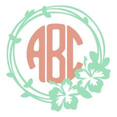 hibiscus vines monogram frame