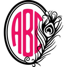 peacock feather oval monogram