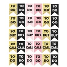 pink and gold planning flags