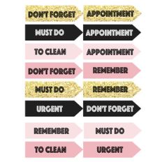 pink and gold planning labels