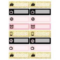 pink and gold planning icons labels