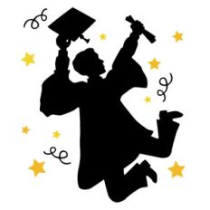 jumping graduate boy