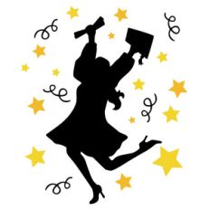 jumping graduate girl