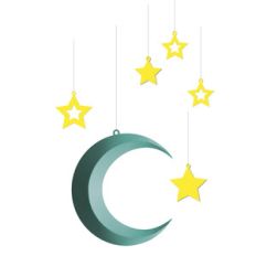 3d hanging moon and stars