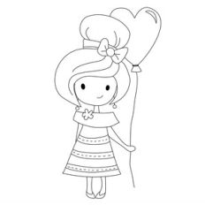 girl with heart balloon sketch