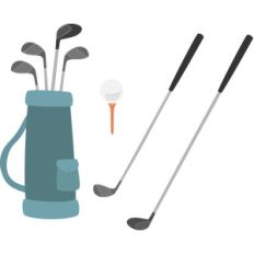 golf clubs and ball