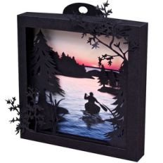 canoe at sunrise 3d shadow box