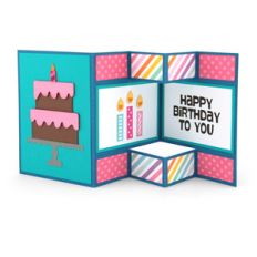flat front tri-shutter card birthday