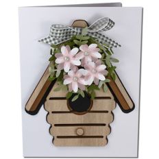 flower wreath birdhouse card