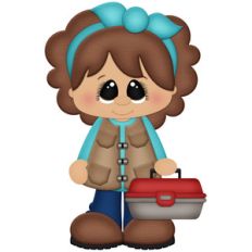 fishing girl with tackle box
