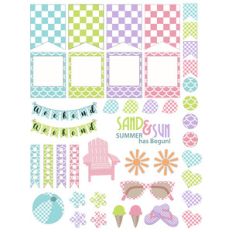 pastel gingham planner stickers