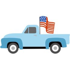 old pickup truck flag usa