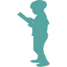 little boy reading silhouette