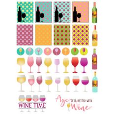 wine-themed planner stickers