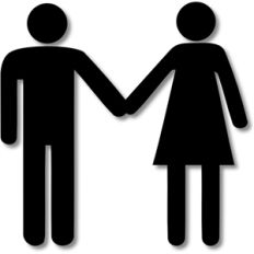 man woman holding hand symbol