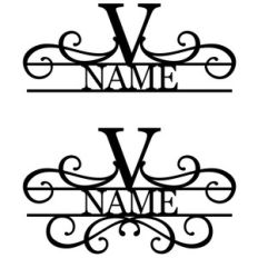 flourish monogram nameplate - v
