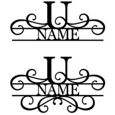 flourish monogram nameplate - u