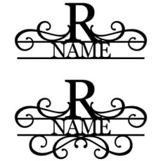 flourish monogram nameplate - r