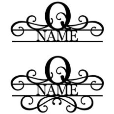 flourish monogram nameplate - q