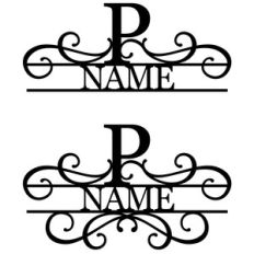 flourish monogram nameplate - p