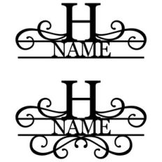 flourish monogram nameplate - h