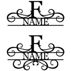 flourish monogram nameplate - f