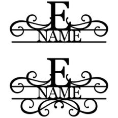 flourish monogram nameplate - e