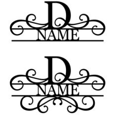 flourish monogram nameplate - d