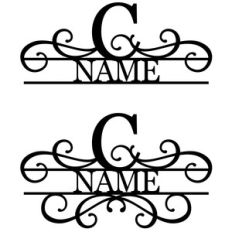 flourish monogram nameplate - c