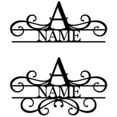 flourish monogram nameplate - a