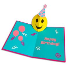 happy face birthday pop-up card