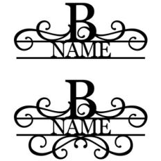 flourish monogram nameplate - b
