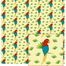 parrot on yellow pattern