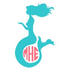 mermaid sitting monogram frame