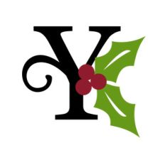 christmas holly monogram - y