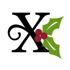 christmas holly monogram - x