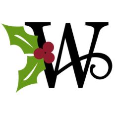 christmas holly monogram - w