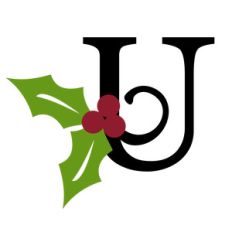 christmas holly monogram - u