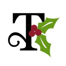 christmas holly monogram - t