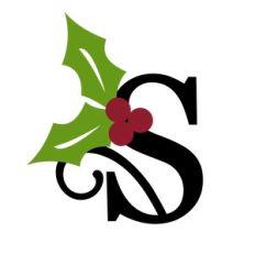 christmas holly monogram - s