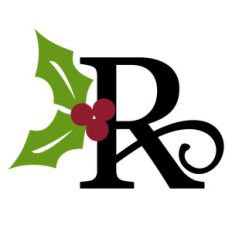 christmas holly monogram - r