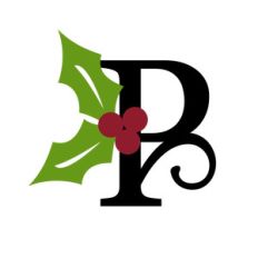 christmas holly monogram - p