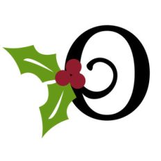 christmas holly monogram - o