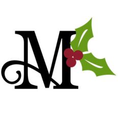 christmas holly monogram - m